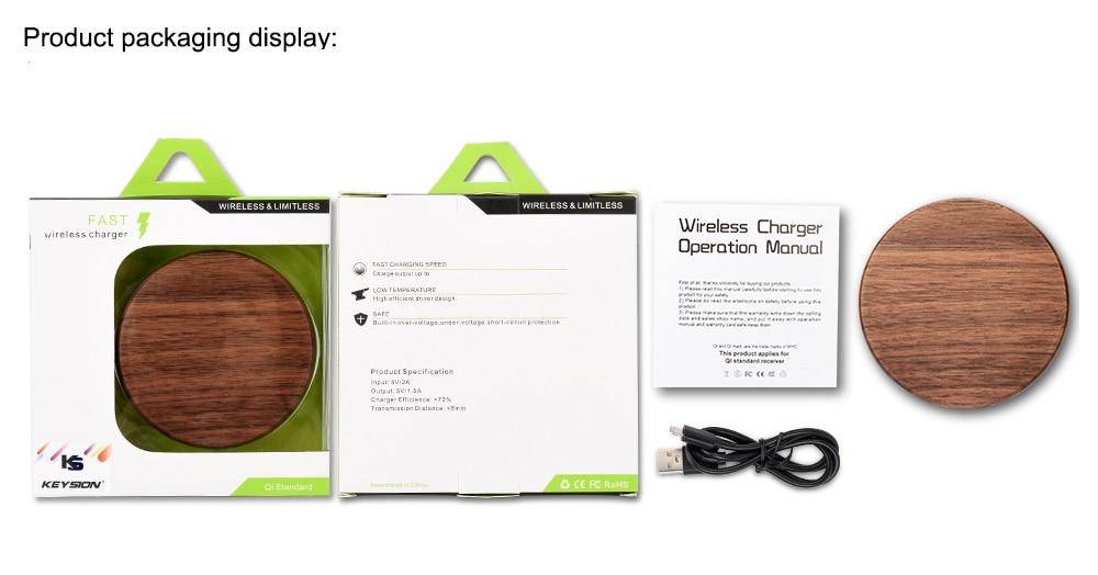 10W Wooden Qi Wireless Charger for iPhone and Samsung