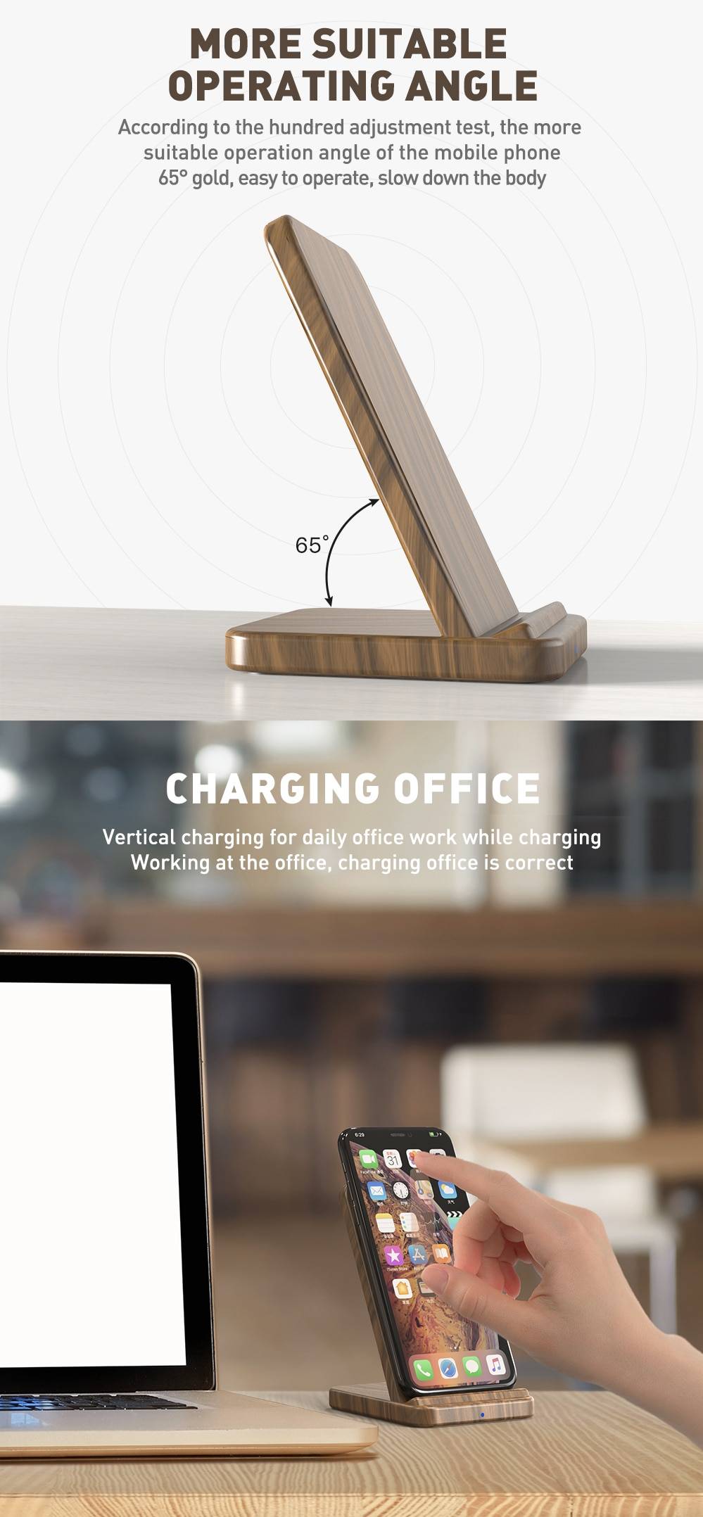 10W Wooden Qi Wireless Charger for iPhone and Samsung