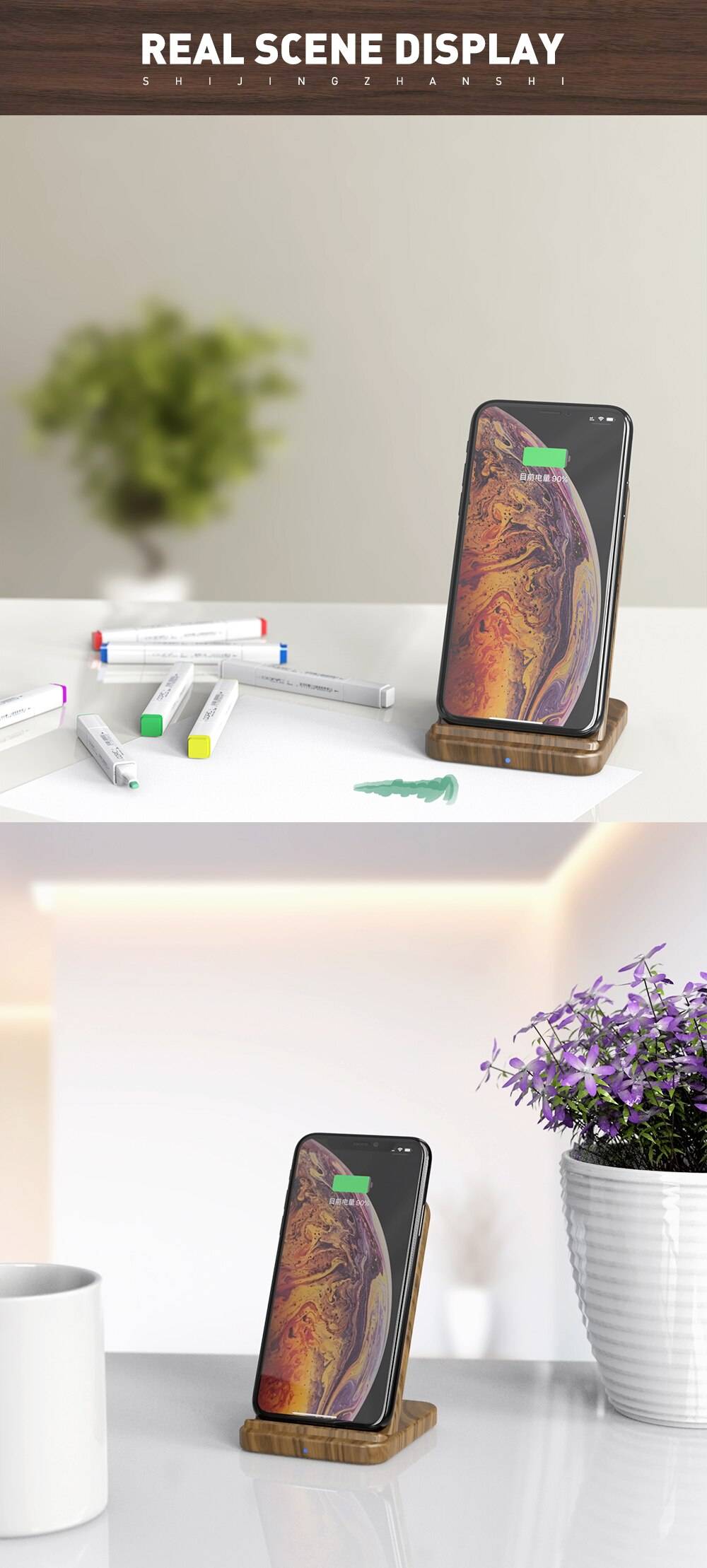 10W Wooden Qi Wireless Charger for iPhone and Samsung