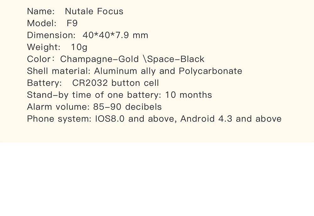 NUT F9 Focus Smart Key Finder Mini Tag Bluetooth Tracker Anti Lost Reminder Finder Pet Wallet Phone Finder Alarm