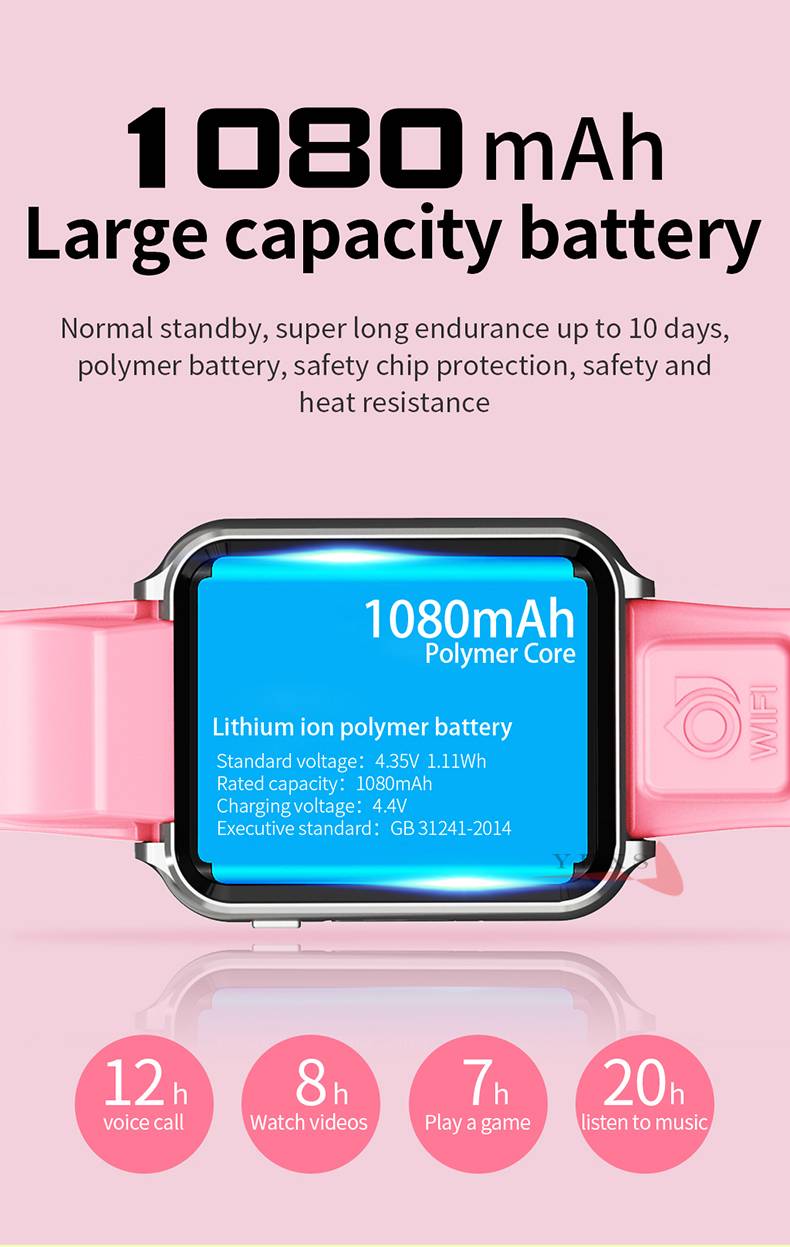 Android 9.0 RAM 1GB ROM 8GB Smart 4G GPS Kid Student Music Camera Wristwatch SOS Monitor Trace Location Google Play Phone Watch