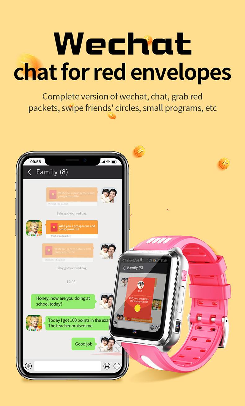 Android 9.0 RAM 1GB ROM 8GB Smart 4G GPS Kid Student Music Camera Wristwatch SOS Monitor Trace Location Google Play Phone Watch