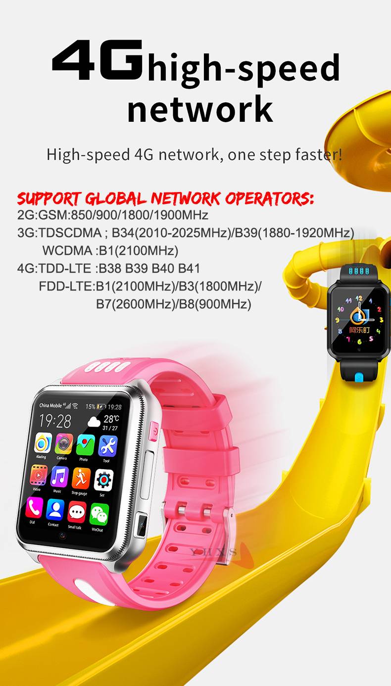 Android 9.0 RAM 1GB ROM 8GB Smart 4G GPS Kid Student Music Camera Wristwatch SOS Monitor Trace Location Google Play Phone Watch