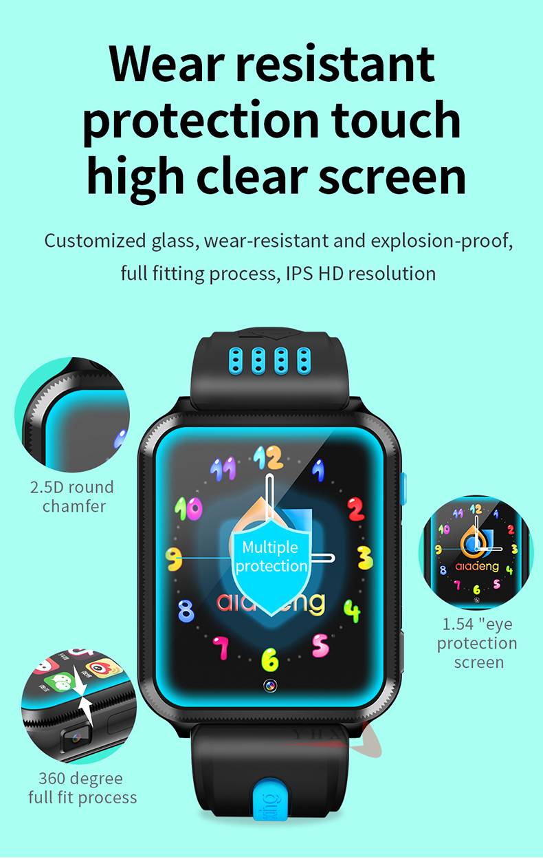 Android 9.0 RAM 1GB ROM 8GB Smart 4G GPS Kid Student Music Camera Wristwatch SOS Monitor Trace Location Google Play Phone Watch
