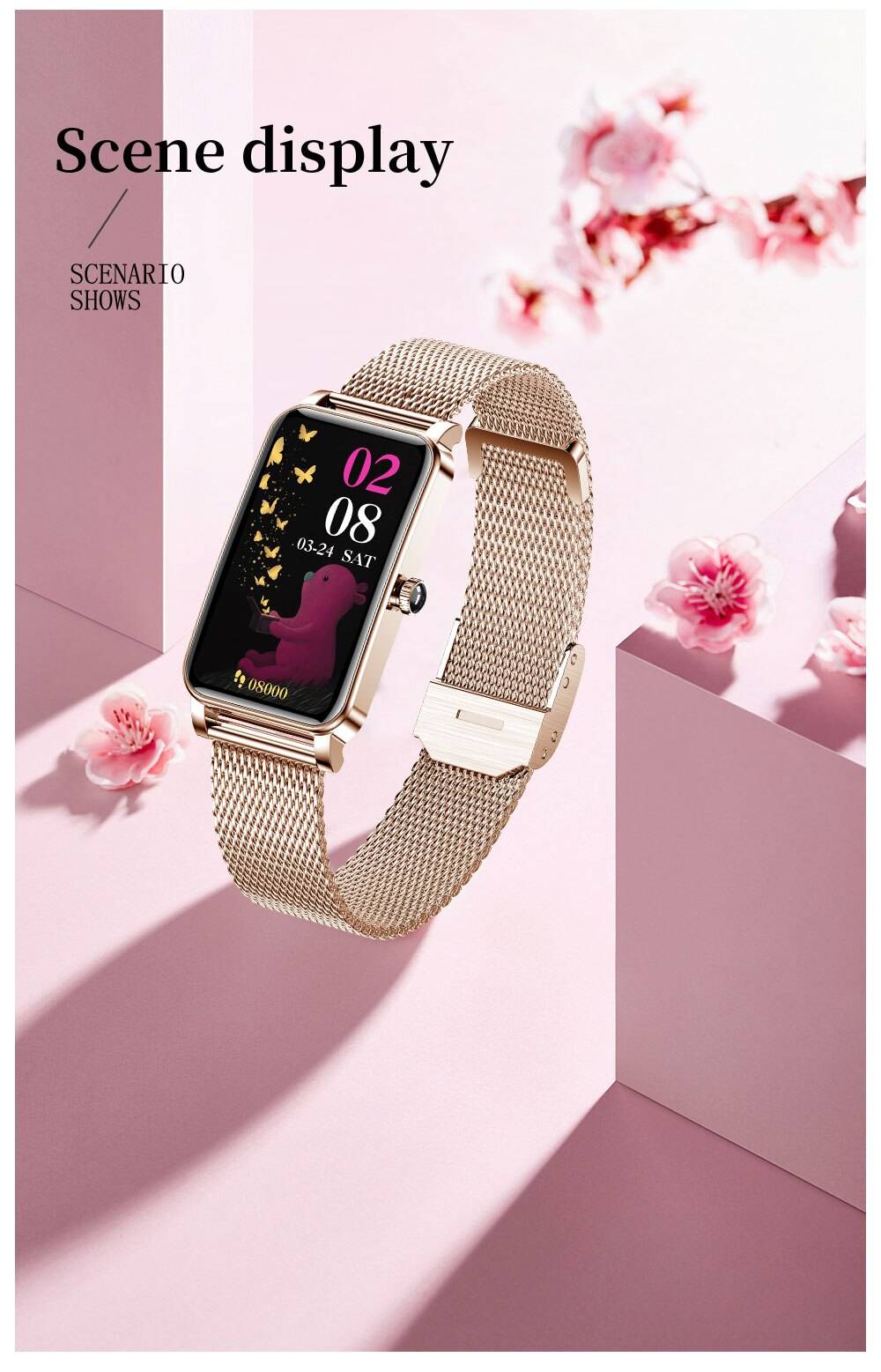 Fashion Women Smart Watch Custom Dial Full Touch Screen IP68 Waterproof Smartwatch for Woman Lovely Bracelet Heart Rate Monitor Fashion Women Smart Watch Custom Dial Full Touch Screen IP68 Waterproof Smartwatch for Woman Lovely Bracelet Heart Rate Monitor