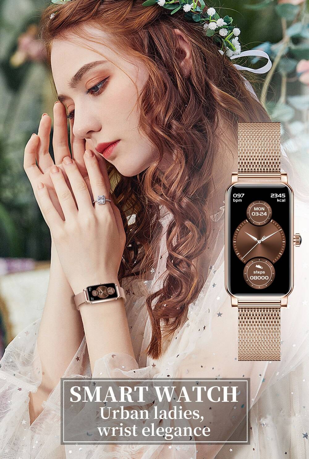 Fashion Women Smart Watch Custom Dial Full Touch Screen IP68 Waterproof Smartwatch for Woman Lovely Bracelet Heart Rate Monitor Fashion Women Smart Watch Custom Dial Full Touch Screen IP68 Waterproof Smartwatch for Woman Lovely Bracelet Heart Rate Monitor