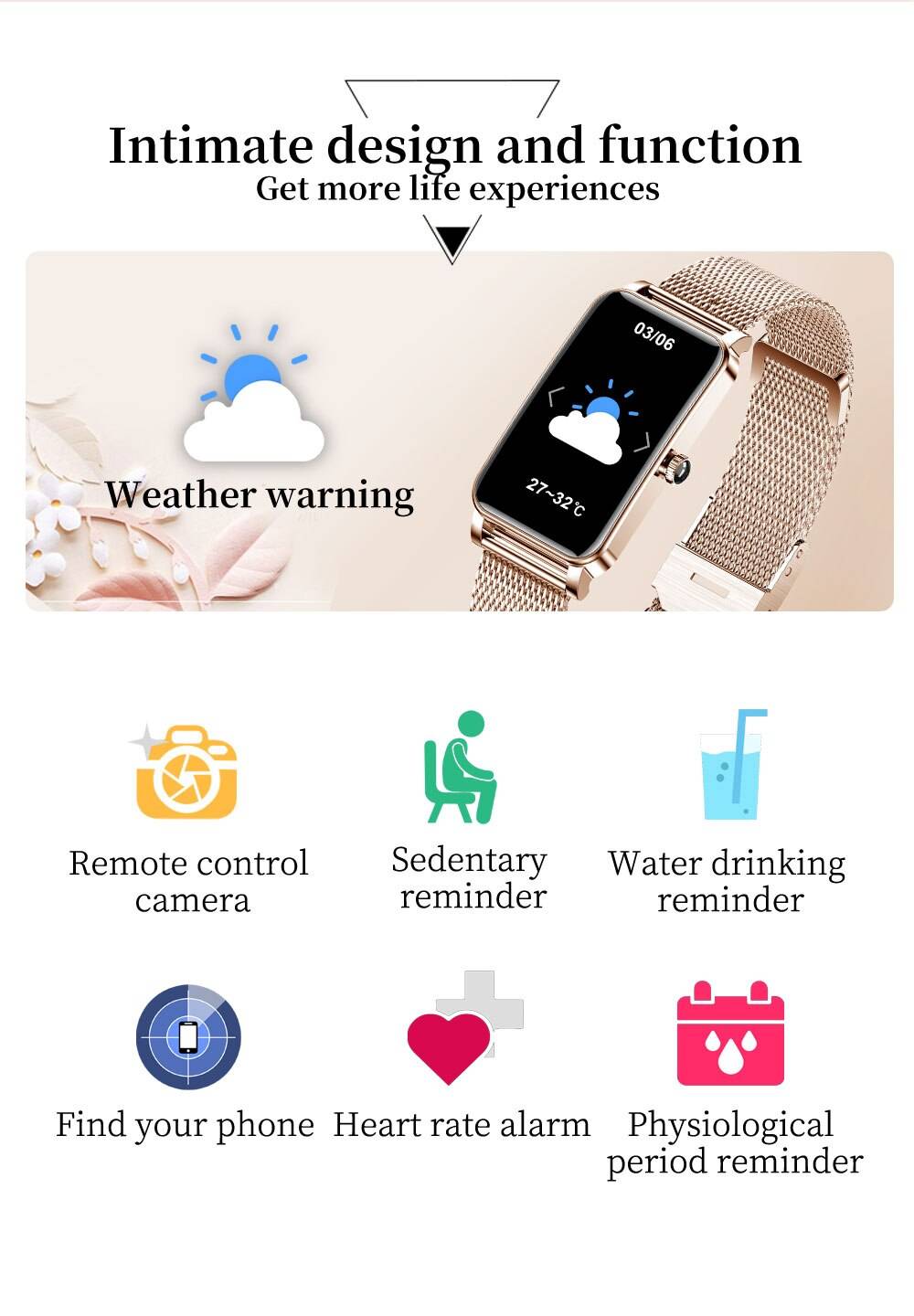 Fashion Women Smart Watch Custom Dial Full Touch Screen IP68 Waterproof Smartwatch for Woman Lovely Bracelet Heart Rate Monitor Fashion Women Smart Watch Custom Dial Full Touch Screen IP68 Waterproof Smartwatch for Woman Lovely Bracelet Heart Rate Monitor