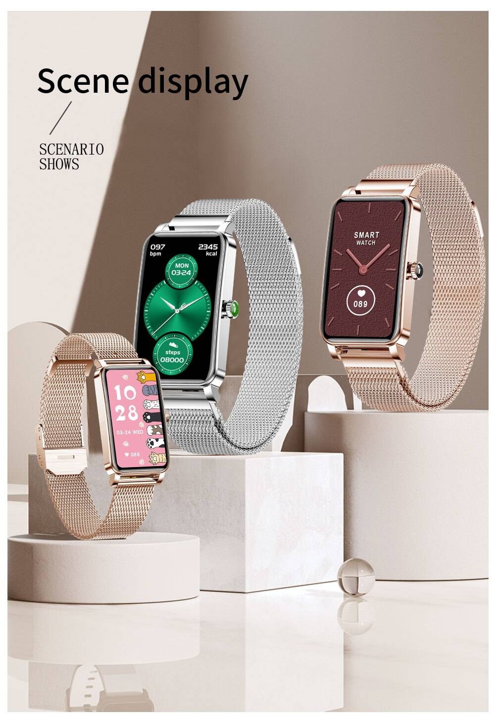 Fashion Women Smart Watch Custom Dial Full Touch Screen IP68 Waterproof Smartwatch for Woman Lovely Bracelet Heart Rate Monitor Fashion Women Smart Watch Custom Dial Full Touch Screen IP68 Waterproof Smartwatch for Woman Lovely Bracelet Heart Rate Monitor