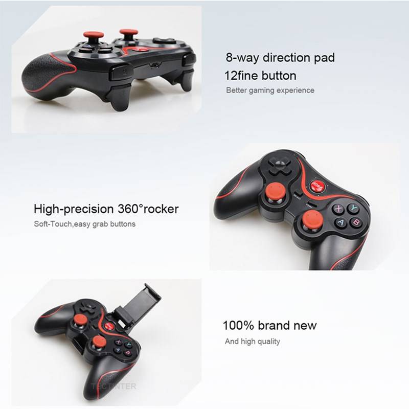 Terios T3 X3 Wireless Joystick Gamepad PC Game Controller Support Bluetooth BT3.0 Joystick For Mobile Phone Tablet TV Box Holder Terios T3 X3 Wireless Joystick Gamepad PC Game Controller Support Bluetooth BT3.0 Joystick For Mobile Phone Tablet TV Box Holder