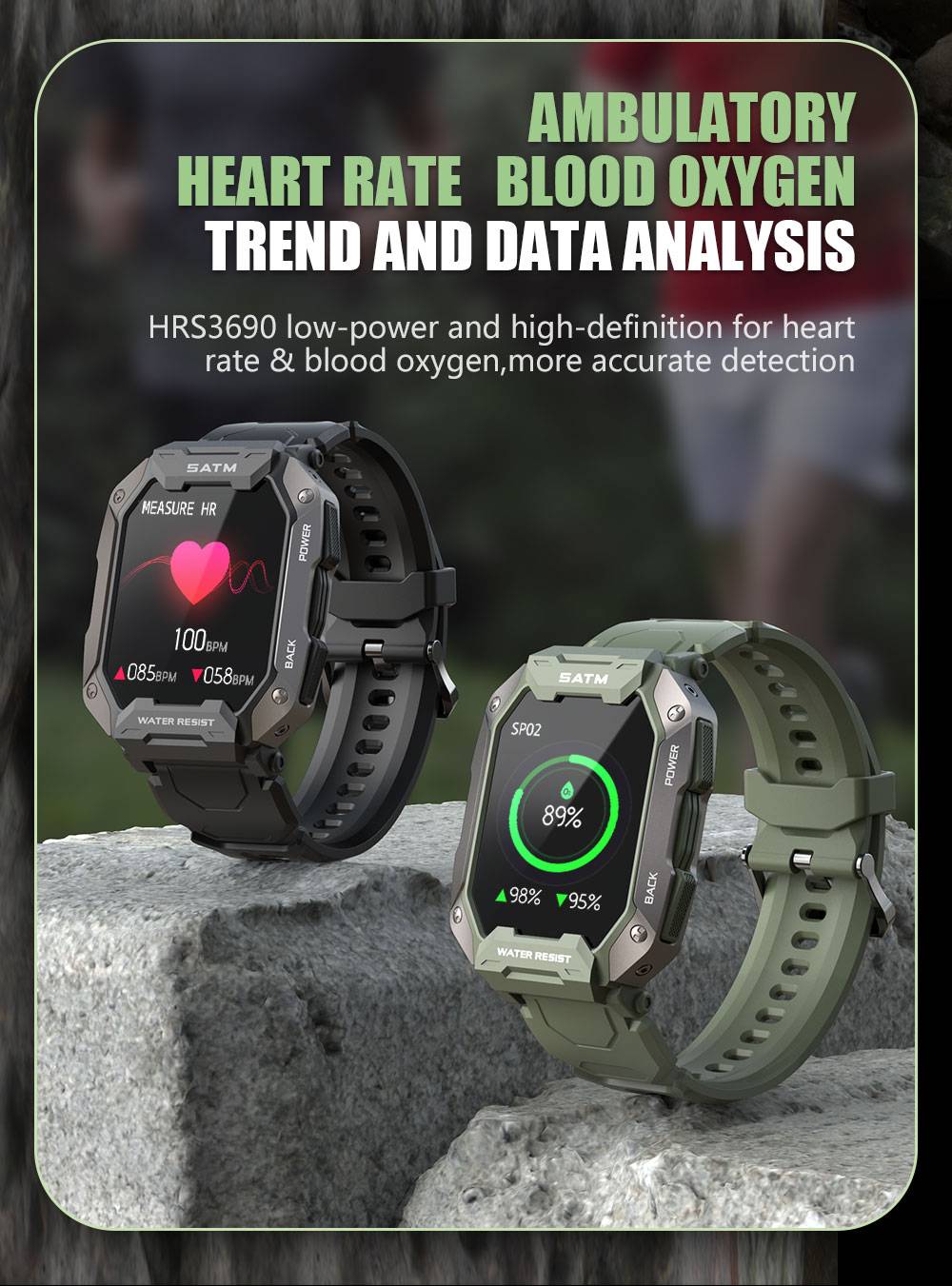 2022 Swim Men's Smartwatch 5ATM IP69K Waterproof Fitness Tracker Watches Military Outdoor Sports Smart Watch Men For Android IOS