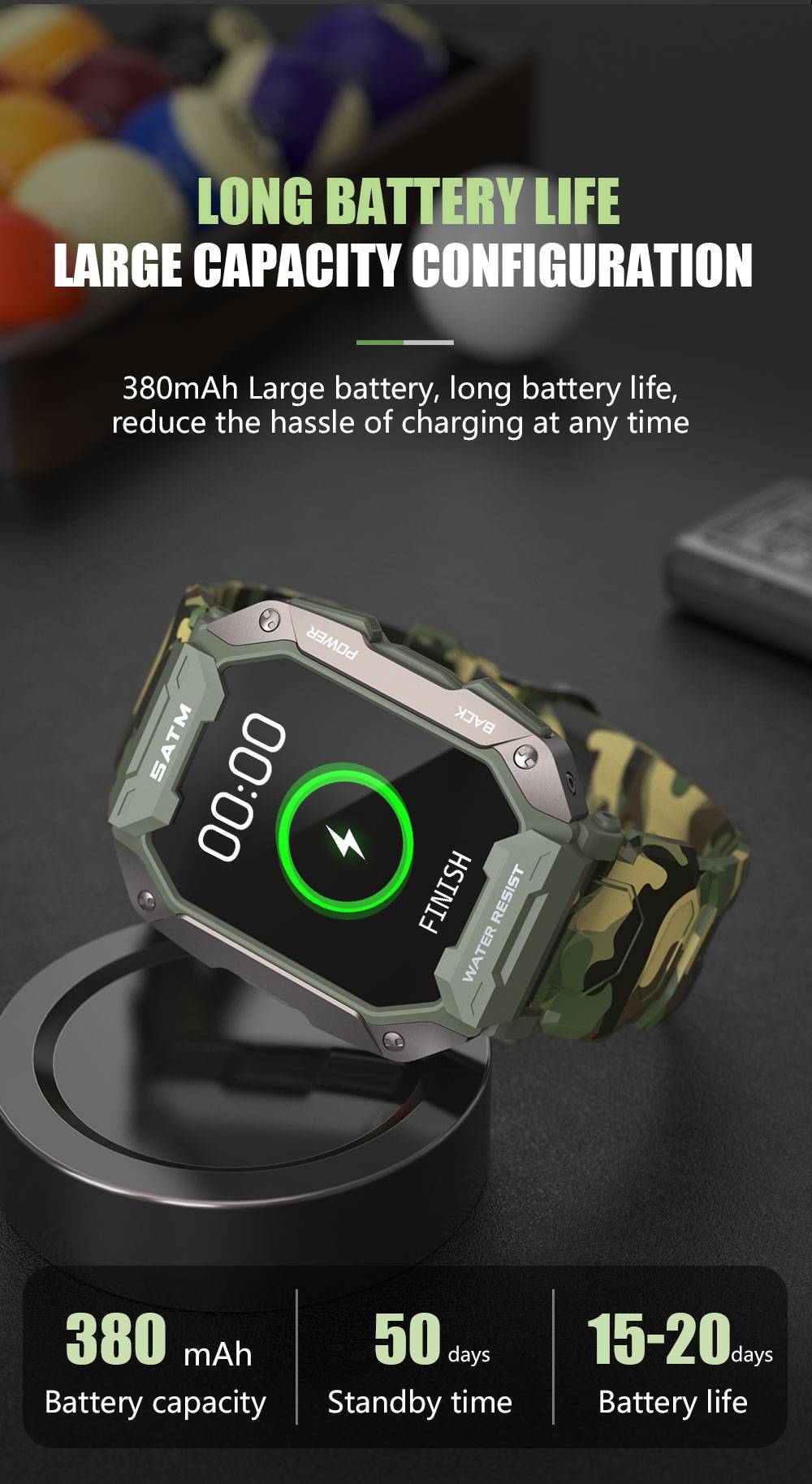 2022 Swim Men's Smartwatch 5ATM IP69K Waterproof Fitness Tracker Watches Military Outdoor Sports Smart Watch Men For Android IOS
