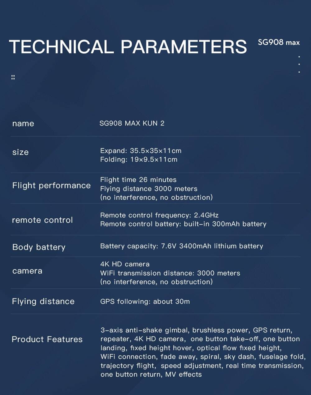 SG908 MAX/SG908 Pro 4K Profesional Camera Drone With WiFi 3KM GPS 3-Axis Gimbal Obstacle Avoidance RC Quadcopter Dron VS 906 MAX SG908 MAX/SG908 Pro 4K Profesional Camera Drone With WiFi 3KM GPS 3-Axis Gimbal Obstacle Avoidance RC Quadcopter Dron VS 906 MAX
