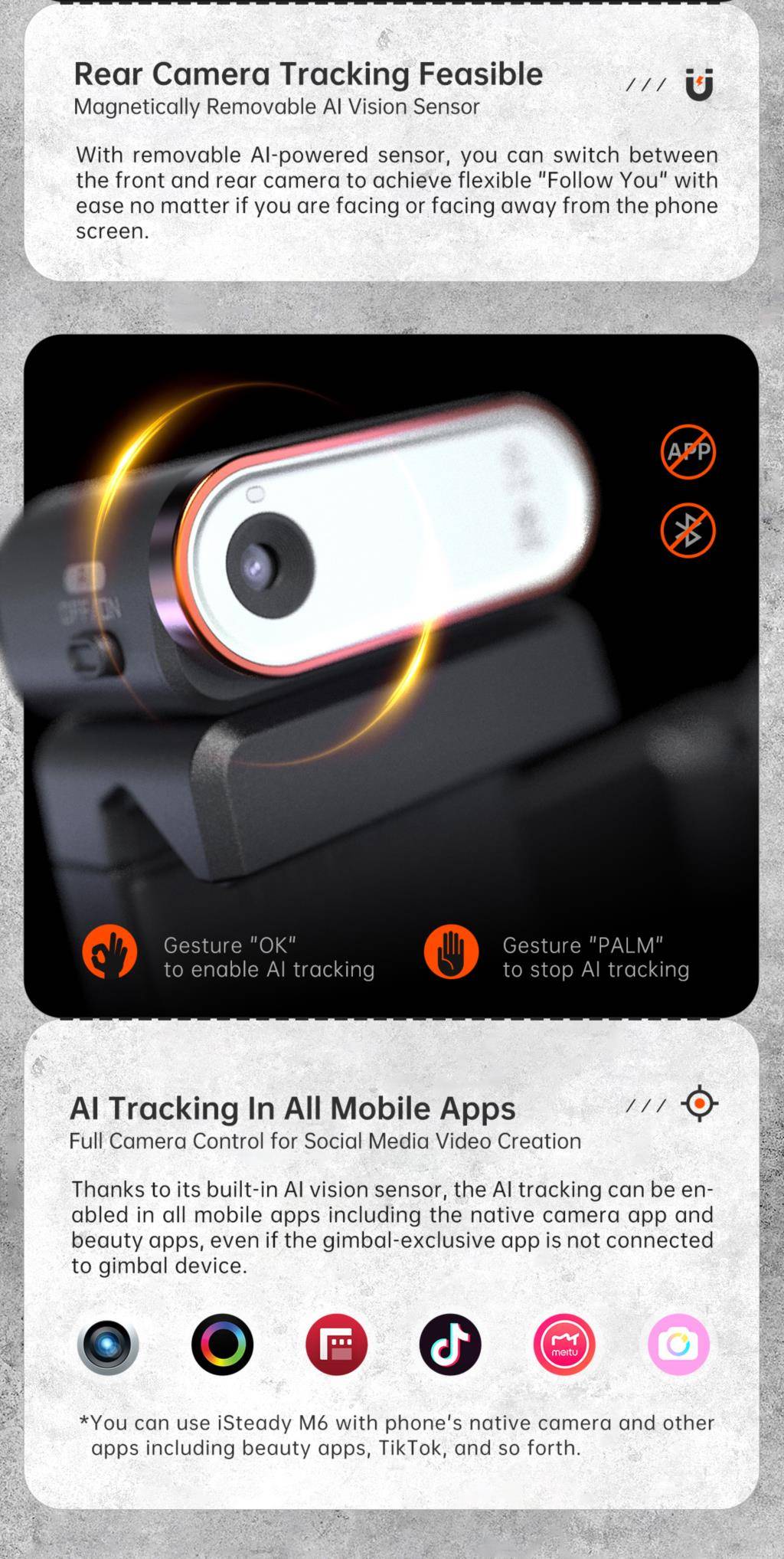 Hohem iSteady M6 Handheld Gimbal Stabilizer Selfie Tripod for Smartphone iPhone 14 pro AI Magnetic Full Color Video Lighting