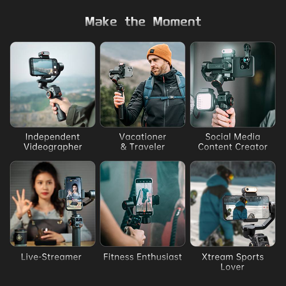 Hohem iSteady M6 Handheld Gimbal Stabilizer Selfie Tripod for Smartphone iPhone 14 pro AI Magnetic Full Color Video Lighting Hohem iSteady M6 Handheld Gimbal Stabilizer Selfie Tripod for Smartphone iPhone 14 pro AI Magnetic Full Color Video Lighting