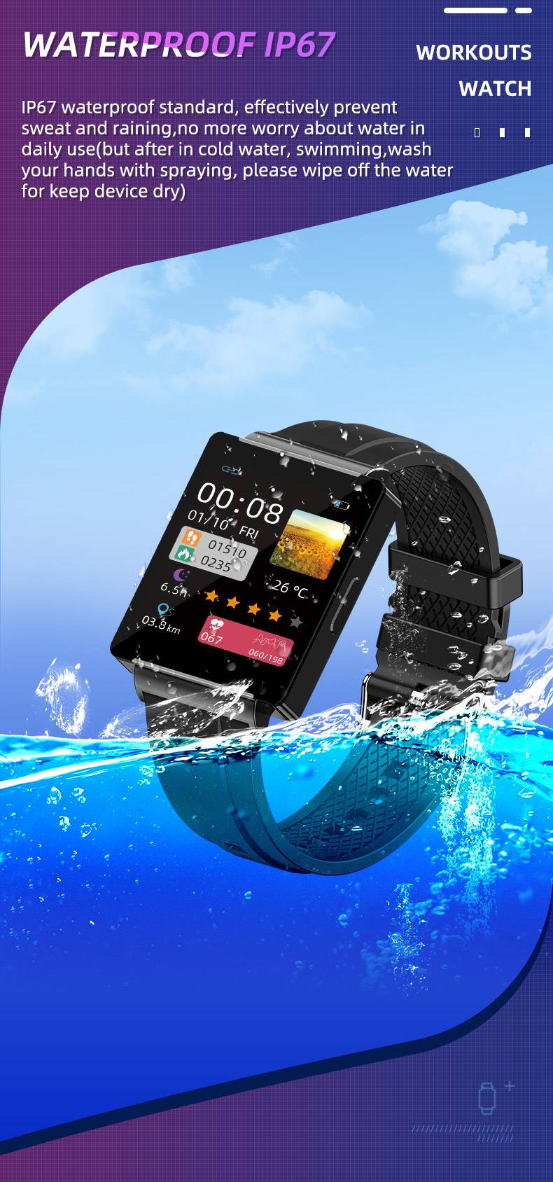 KS01 Smart Watch NFC Access Control Music Men Women Fitness Heart Rate BP Blood Glucose Body Temperature Smartwatch