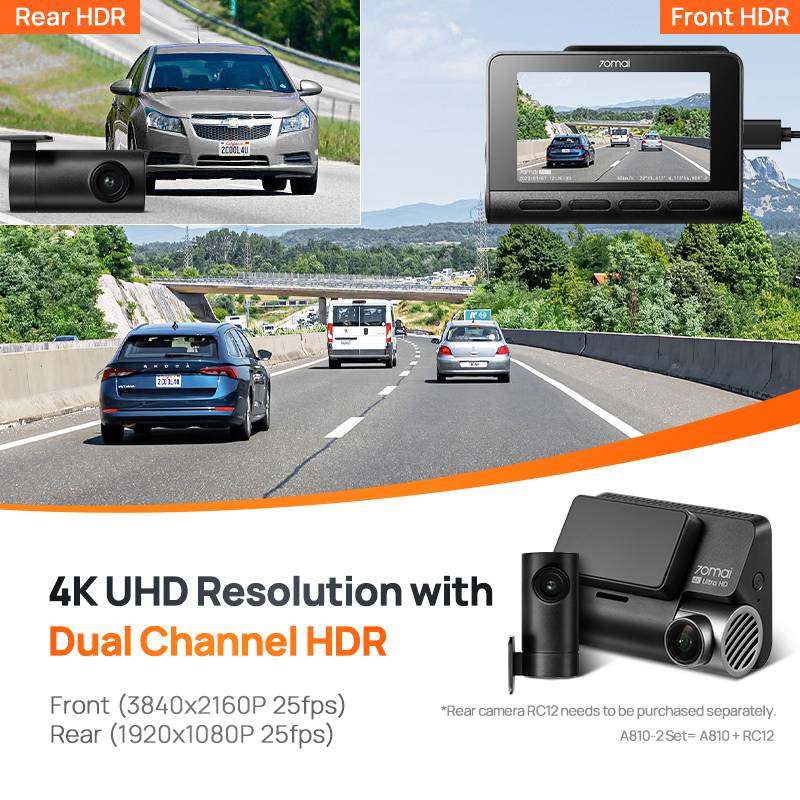 Global 70mai Dash Cam A810 Ultra HD 4K Built-in GPS ADAS Auto Record 150FOV Motion Detection 70mai A810 Car DVR Support Rear Cam Global 70mai Dash Cam A810 Ultra HD 4K Built-in GPS ADAS Auto Record 150FOV Motion Detection 70mai A810 Car DVR Support Rear Cam