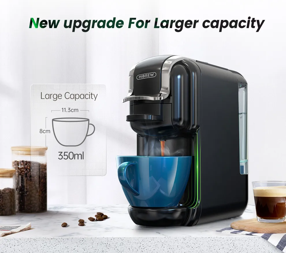 HiBREW Multiple Capsule Coffee Machine, Hot/Cold Dolce Gusto Milk Nespresso Capsule ESE Pod Ground Coffee Cafeteria 19Bar 5 in 1